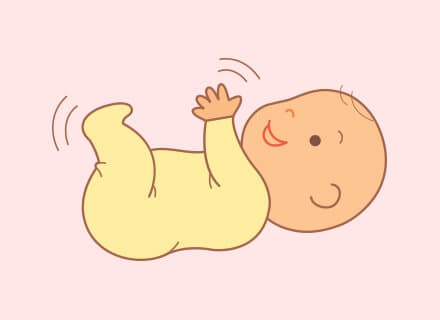 Babies move their legs and arms a lot,  cry a lot and make loud noises. These are called primitive reflexes.