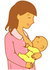 Mother and baby lying on cream knit blanket